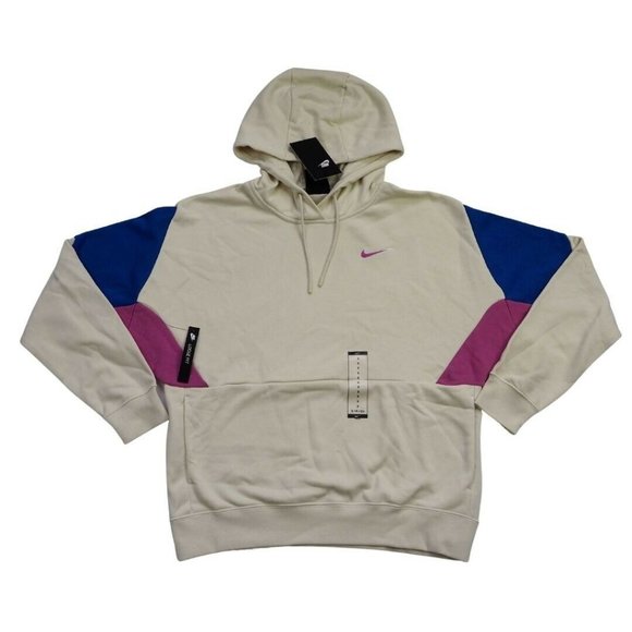 Nike Sweaters - Nike French Terry Womens Hoodie Pullover Beige Athletic Sport